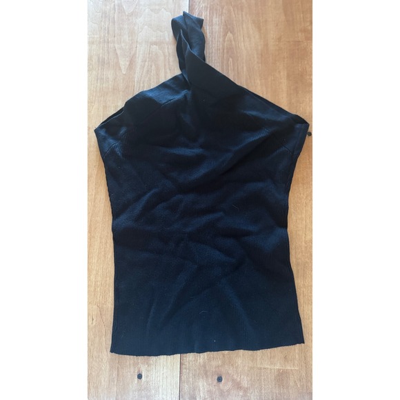 Staccato Black Ribbed Criss Cross Halter Neck Tank Top Style 53905 Womens Large - Picture 5 of 5